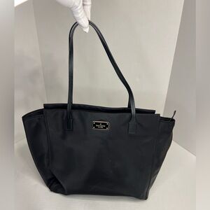 Kate Spade Hayden Zip Top Tote, Black Nylon‎ & Black Leather Trim
